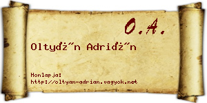 Oltyán Adrián névjegykártya