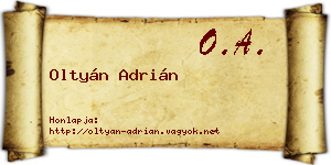 Oltyán Adrián névjegykártya